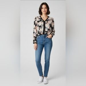 Women's New Directions Long Sleeve Floral Blouse - Size Small Petite
